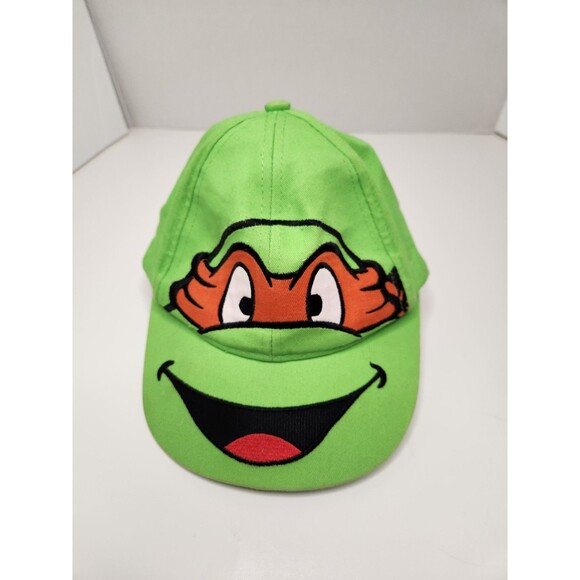 Nickelodeon TMNT Hat Cap Strap Back Michelangelo Face Green Kid's Youth - Picture 1 of 5